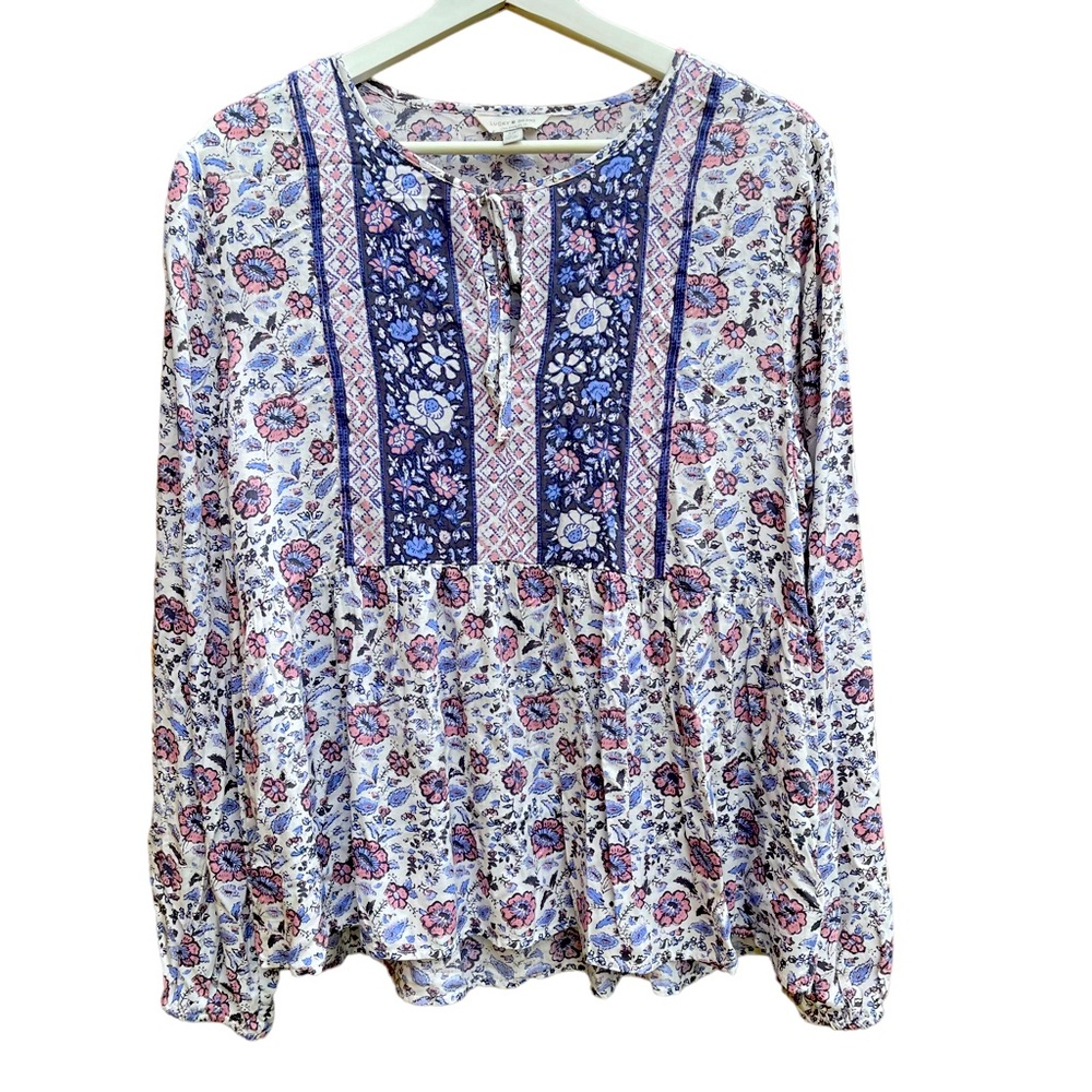 Lucky Brand Split Neck Floral Tunic S
